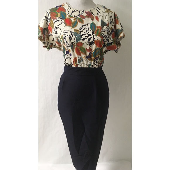 Vintage Dresses & Skirts - Blue & Gold Vintage Dress Size 10